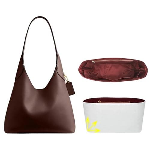 OAikor Purse Organizer Insert Compatible with Coach Brooklyn Shoulder Bag 39,Upgraded Lightweight Water-Resistant Dupontpaper Bag inner Shaper for Luxury Hobo Bags(39, White-Wine Red)