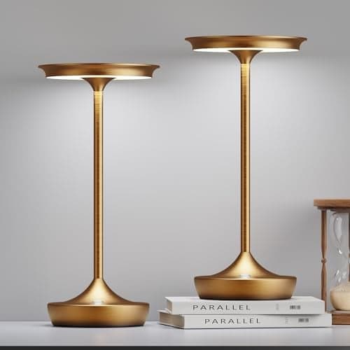 SHANGCAI 2 Pack LED Rechargeable Cordless Table Lamps Portable Outdoor Battery Operated 3 Color Stepless Dimming Tables Light with Memory Function for Patio Restaurant Dining Room Bronze