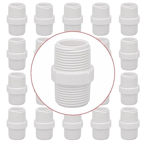 20Pack 3/4 Inch PVC Nipple Male Thread Coupling Adapter Connector (Male x Male) 3/4" PVC NPT Male Thread Coupling Pipe Fitting for Thread plumbing Pipe, Home or Industrial Use, Schedule 40