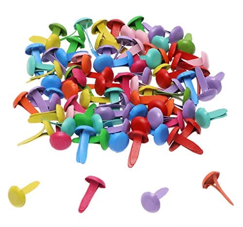 Penta Angel Mini Brads 100Pcs Assorted Colors Paper Fasteners Round Brass Metal Pastel Brads for Scrapbooking Crafts DIY Projects 8x14mm