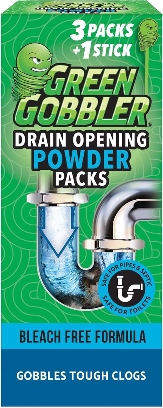 Green Gobbler DRAIN OPENER PACS | Hair Clog Remover | Toilet Clog Remover | Sinks & Tub Drain Cleaner