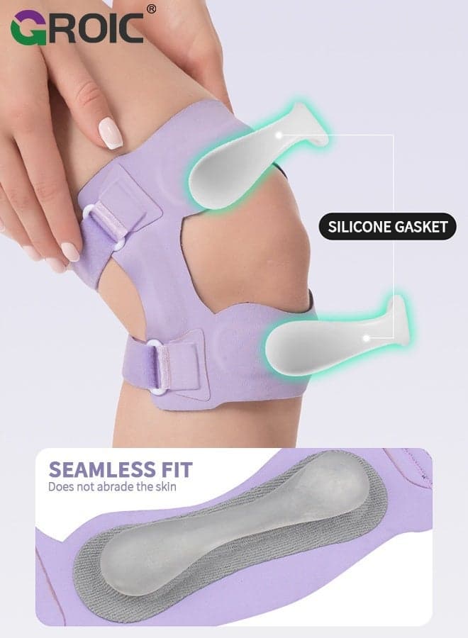 1PC Adjustable Knee Brace, Sports Silicone Knee Support with Silicone Pads, Double - Sided Flexible Springs, for Pain Relief, Sports, Running, Hiking, Basketball, Jumping