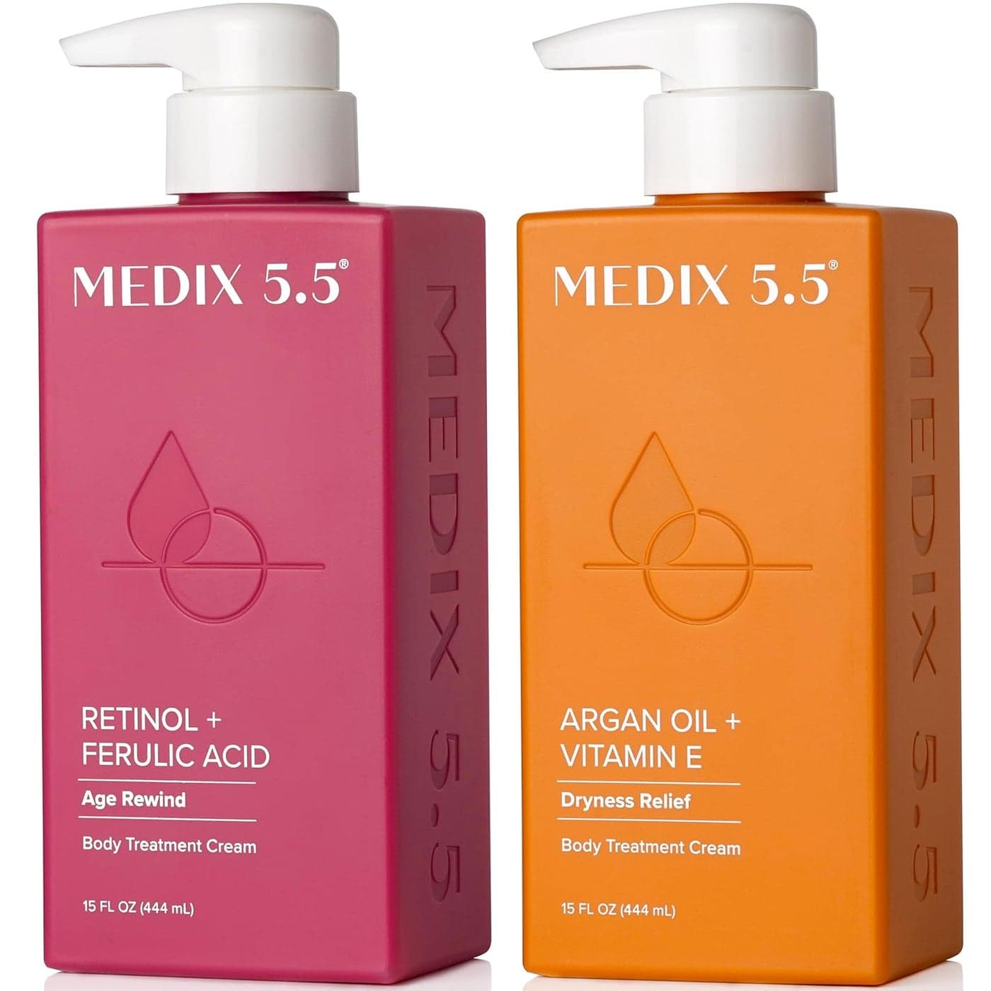 Medix 55 Retinol Body Lotion Argan Oil Cream 2PC Skin Care Set Body Face Moisturizer Firming Body Lotion Bundle Reduces Look Of Wrinkles Cellulite Crepey Skin Uneven Skin Tone 2PC