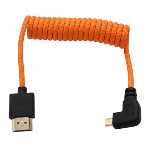HangTon Micro HDMI 4K 8K Ultra HD Cable for Sony A6700 A7C Canon EOS R5 R7 GH4 XT30II Z50 Camera ATOMOS Ninja V Portkeys Monitor Type A D HDMI21 Orange Braided Coiled 30cm