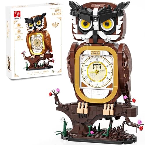 TYCOLE Owl Clock Building Blocks Set STEM Building Toys with Functional Clock Collectible Bird Display Model for Home Decor Christmas Birthday Gift for Adults Boys 814 964Pcs