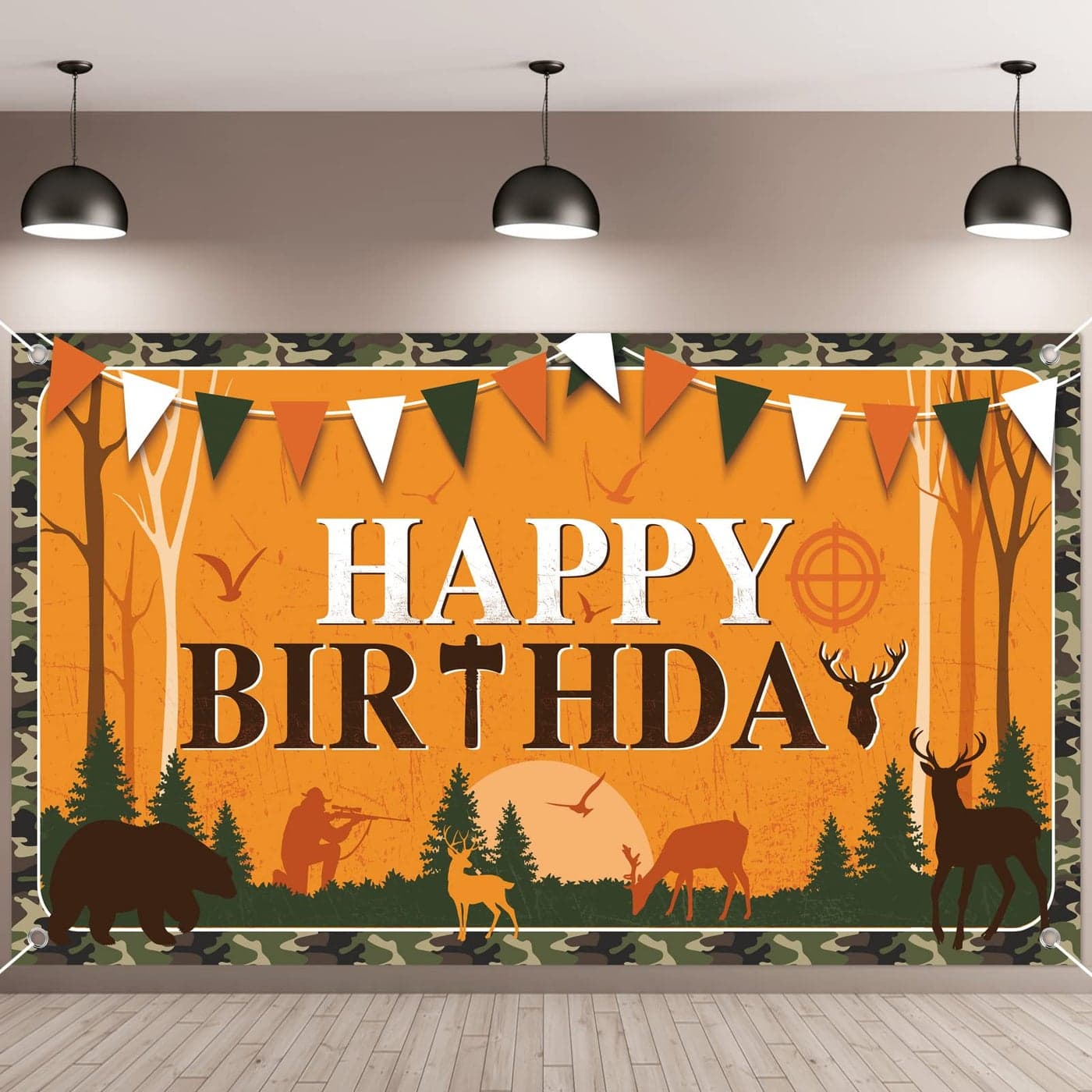Hunting Birthday Party Supplies Gone Hunting Photography Backdrops Camo Party Backdrop Supplies for Camo Camping Decor