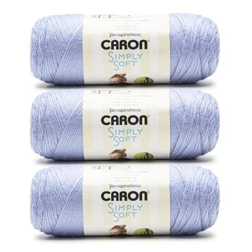 Caron Simply Soft Periwinkle Yarn 3 Pack of 1701g6oz 100 Acrylic 4 Worsted Medium 315 Yards KnittingCrochet