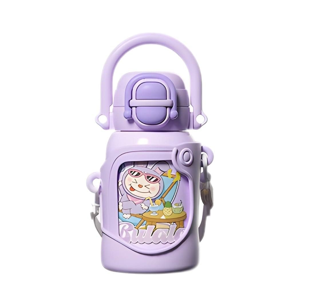 POPAXY Cartoon Kids Water Bottle,Stainless Steel Keeps Drinks Cool Or Hot for an Extra Long Time,Double Walled Vacuum Insulated,Water Bottle for Boys,Girls,Leak Proof Lid 500ml (Multicolor)