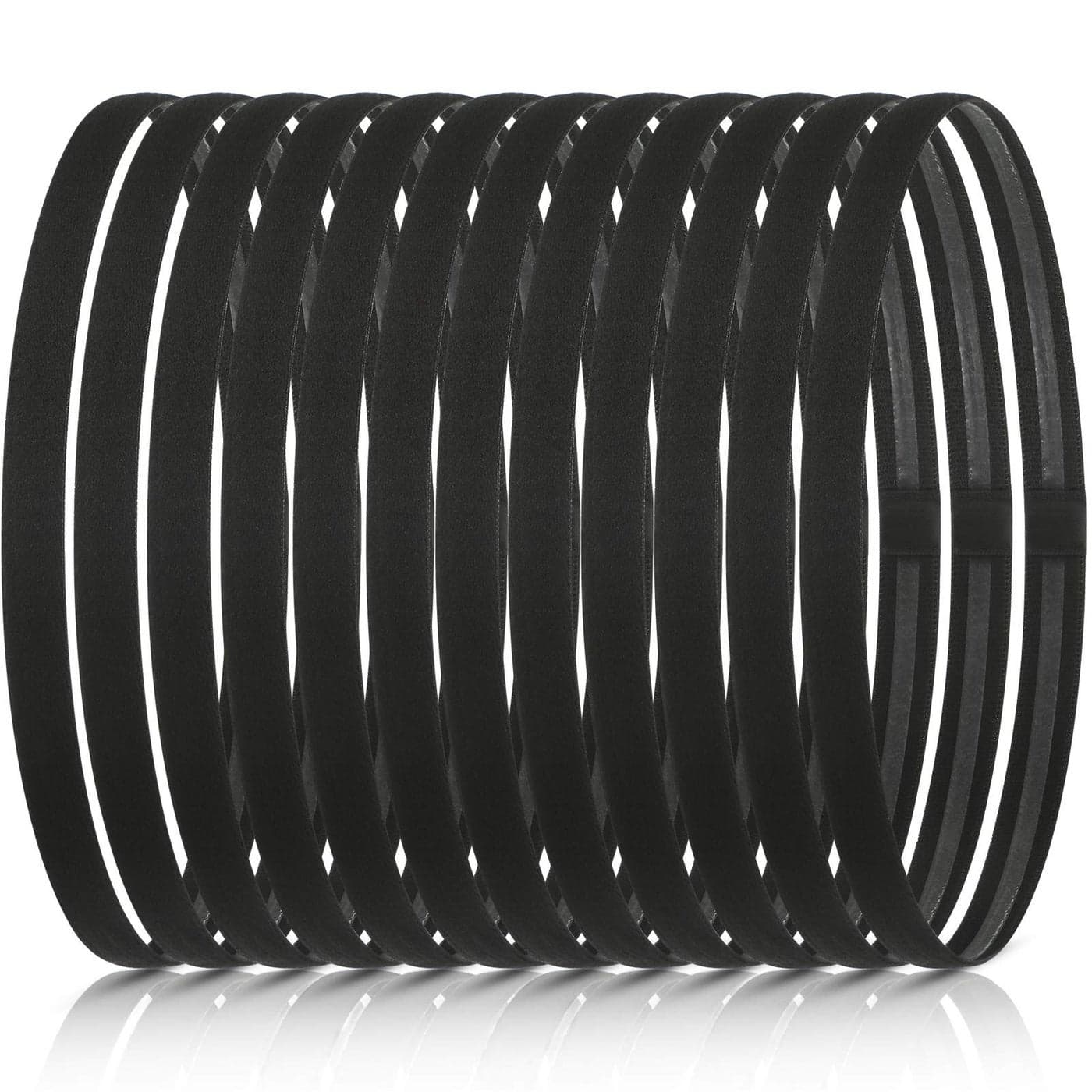 WILLBOND 12 Pieces Thin NonSlip Elastic Sport Headbands Hair Bands with Non Slip Silicone Grip Exercise Hair Sweatbands for Men Women Football Basketball Soccer Tennis Yoga Black