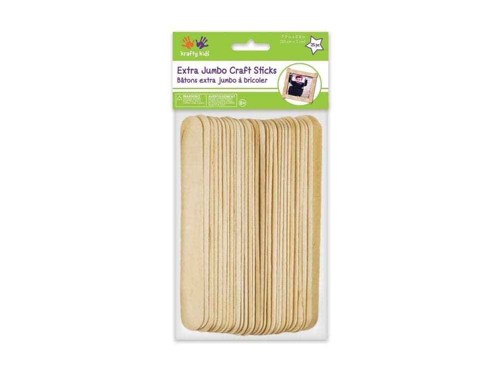 Krafty Kids 133122 CW507 Craftwood Extra Jumbo Natural Craft Sticks 788in by 08in 25Piece