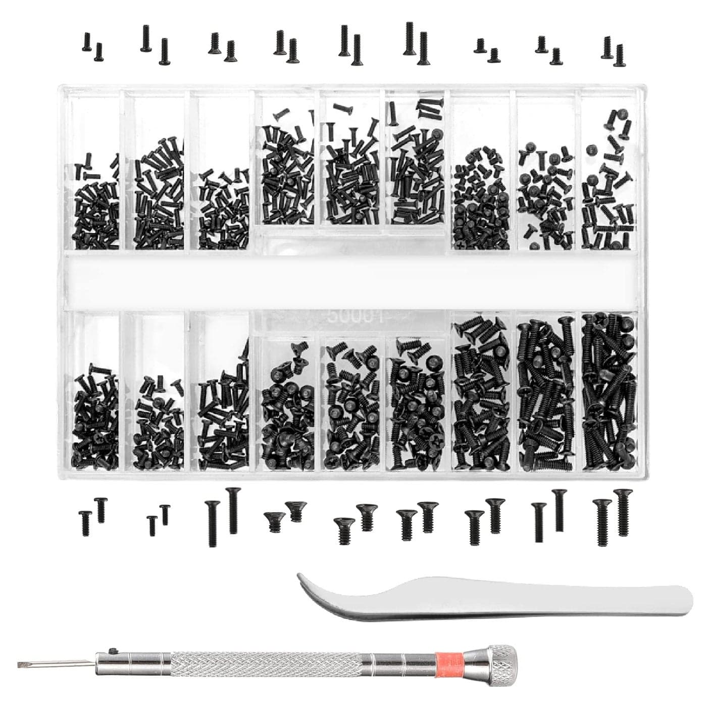 630 Pcs Tiny Micro Repair Screw Kit Eyeglass Sunglass Repair Kit with Screwdriver for Repair Spectacles Watch Jewelry