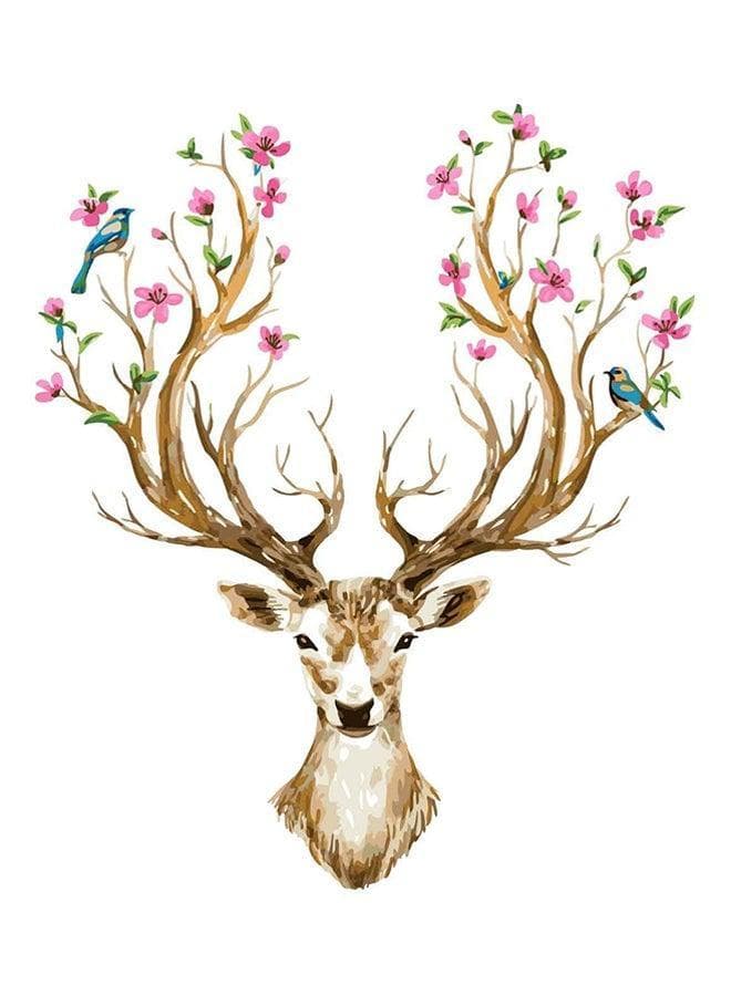 Floral Horse Shaped Wall Sticker Multicolour 90x55centimeter