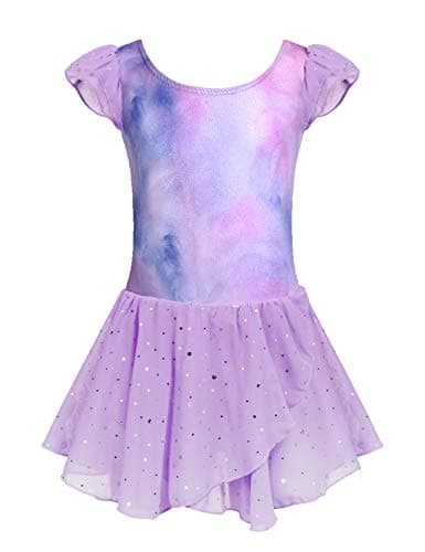 Arshiner Gymnastics Leotards for Girls Toddler Ballet Leotard with Skirt Flutter Sleeve Dance Dress Colorful 2-3T