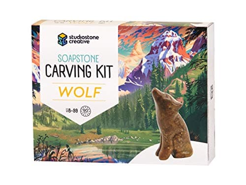 STUDIOSTONE CREATIVE DIY Arts Crafts Carving Kit Kids Adults Wolf Sculpture Soapstone