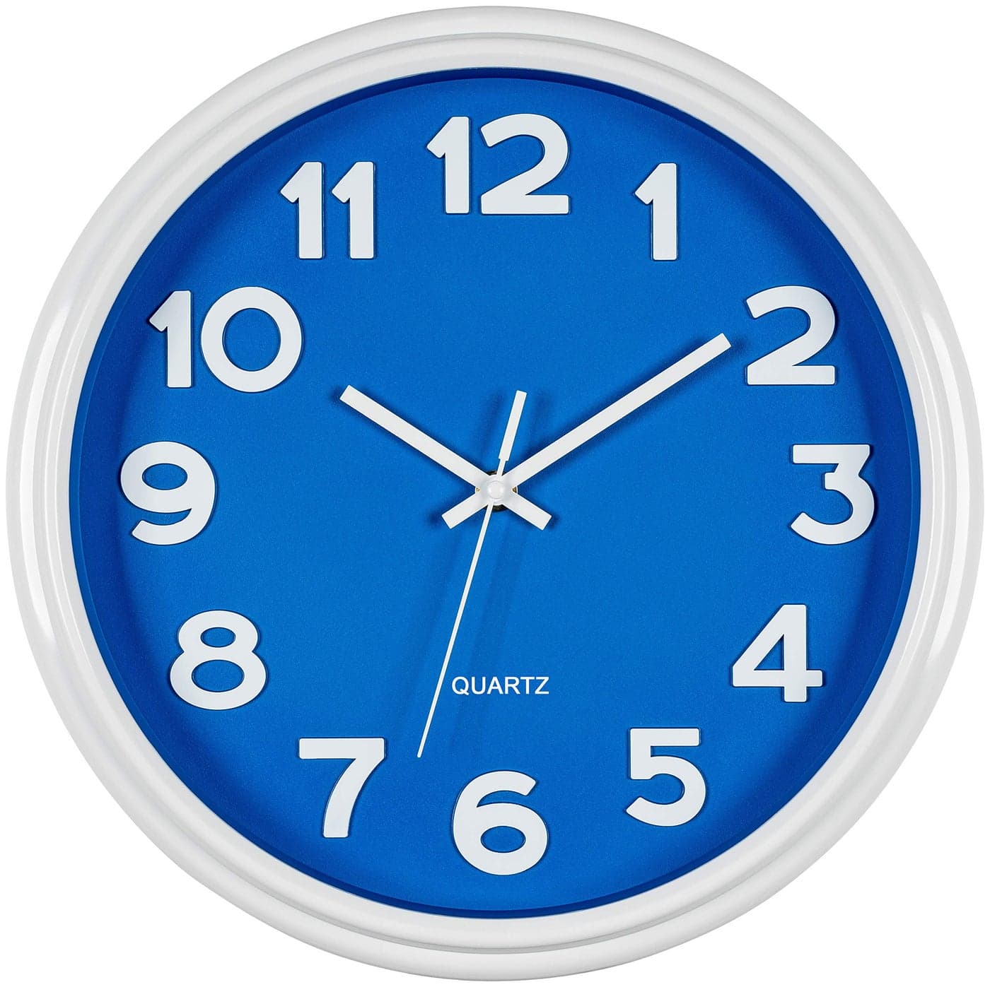 Bernhard Products Blue Wall Clock 125 Inch Silent NonTicking Modern Stylish Quartz Clocks for Home Kitchen Office Bedroom Boys Room Nursery Kids School Classroom Battery Operated Easy to Read