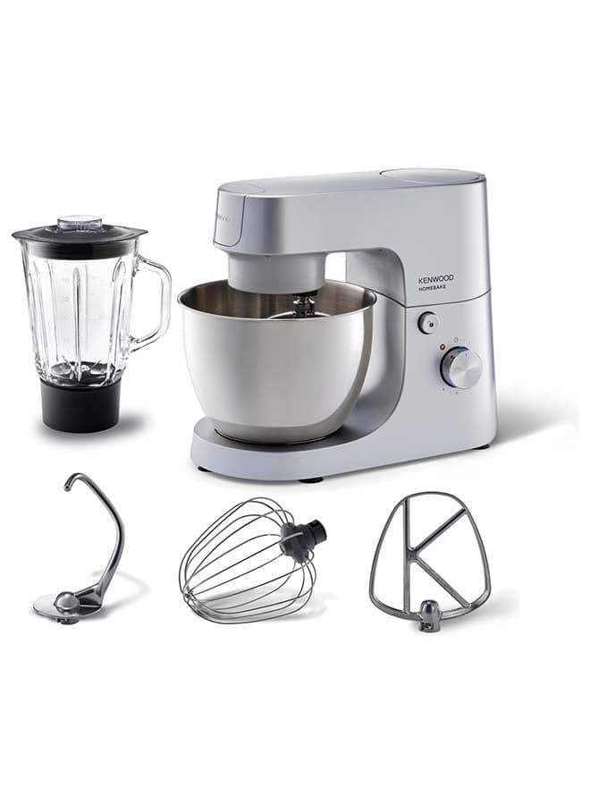 Stand Mixer Kitchen Machine HOMEBAKE, 5L Brushed Steel Bowl, K-Beater, Whisk, Dough Hook, Splash Guard, Variable Speed, Compact Design 5 L 1400 W KHH01.120SI Silver
