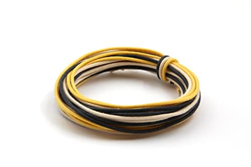 The Art Of Tone Gavitt Pushback Cloth Wire for Electric Guitar, 22 AWG Pre-tinned Stranded Copper Wire, 6 feet of Each Color, Black/White/Yellow