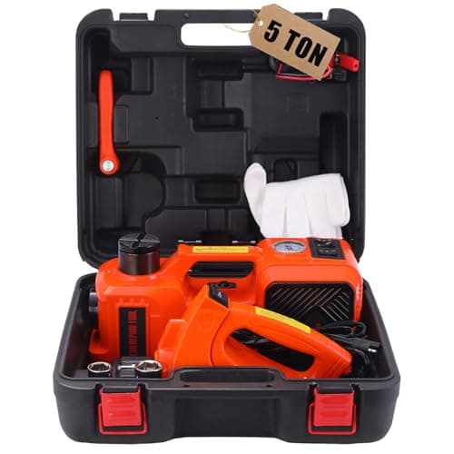 ROGTZ Electric Hydraulic Car Jack Kit with Impact Wrench and Tire Inflator Pump, 5 Ton 12V Hydraulic Jack for SUV Sedans Tire Change with LED Light