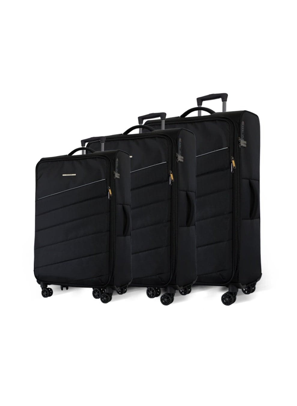 Tom Cruiser Elite Durable Nylon Soft Luggage Suitcase Set, Tear-Resistant, Expandable, TSA Lock, 3 Pcs, Black, 2-Year Warranty