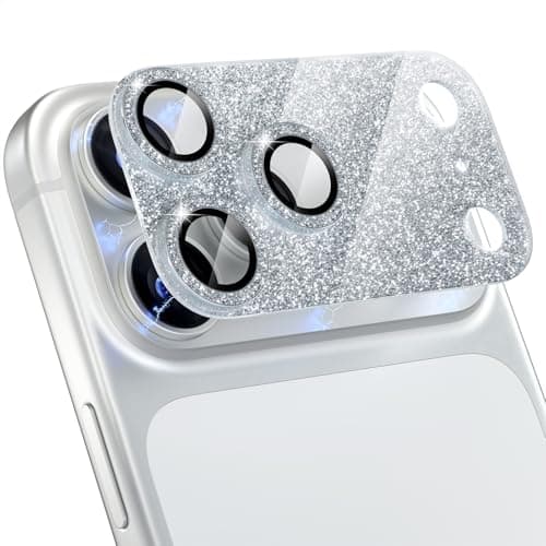 Choiche Compatible for iPhone 17 Pro Camera Lens Protector, Bling Camera Cover with 9H Tempered Glass Lens Screen Protector Metal Ring Decoration Accessories 6.3-inch (Glitter-Silver)