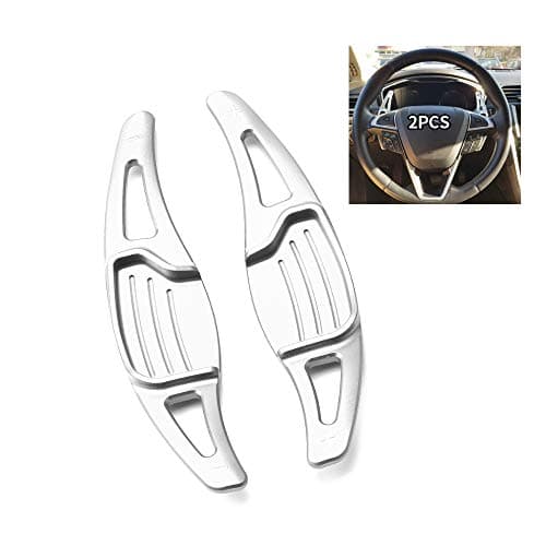 SANRILY for Steering Wheel Paddle Shifter Extension for Ford Mondeo Lincoln MKZ Taurus Edge Accessories, Metal Alloy Shift Paddle Blade Fits:2013-2019 Replacement Kit Paddle-Shift Covers Silver