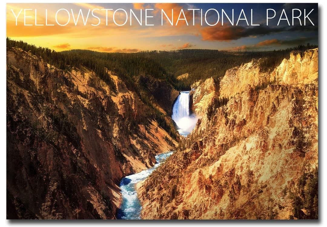 Grand Canyon on Yellowstone National Park Sunset Travel Refrigerator Magnet Size 25 x 35