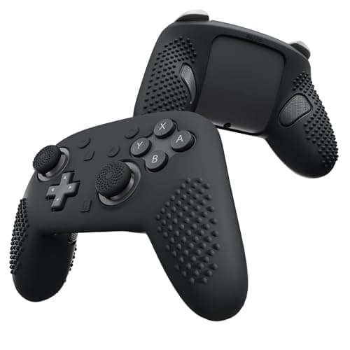 PlayVital Silicone Cover Skin for Nintendo Switch 2 Pro Controller – 3D Studded Edition Anti-Slip Grip Protector Case for Switch 2 Pro with Back Button Cap, Thumb Grips & Sticker - Black