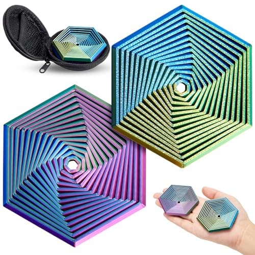 Seenelling 2 Pcs Fractal Fidget Hexagon 276 Inch 3D Printed Anti Stress Sensory Tool for Adults Mindful Meditation Tool Geometric Hexagon Spiral for Anxiety Relief Christmas Birthday GiftMulticolor