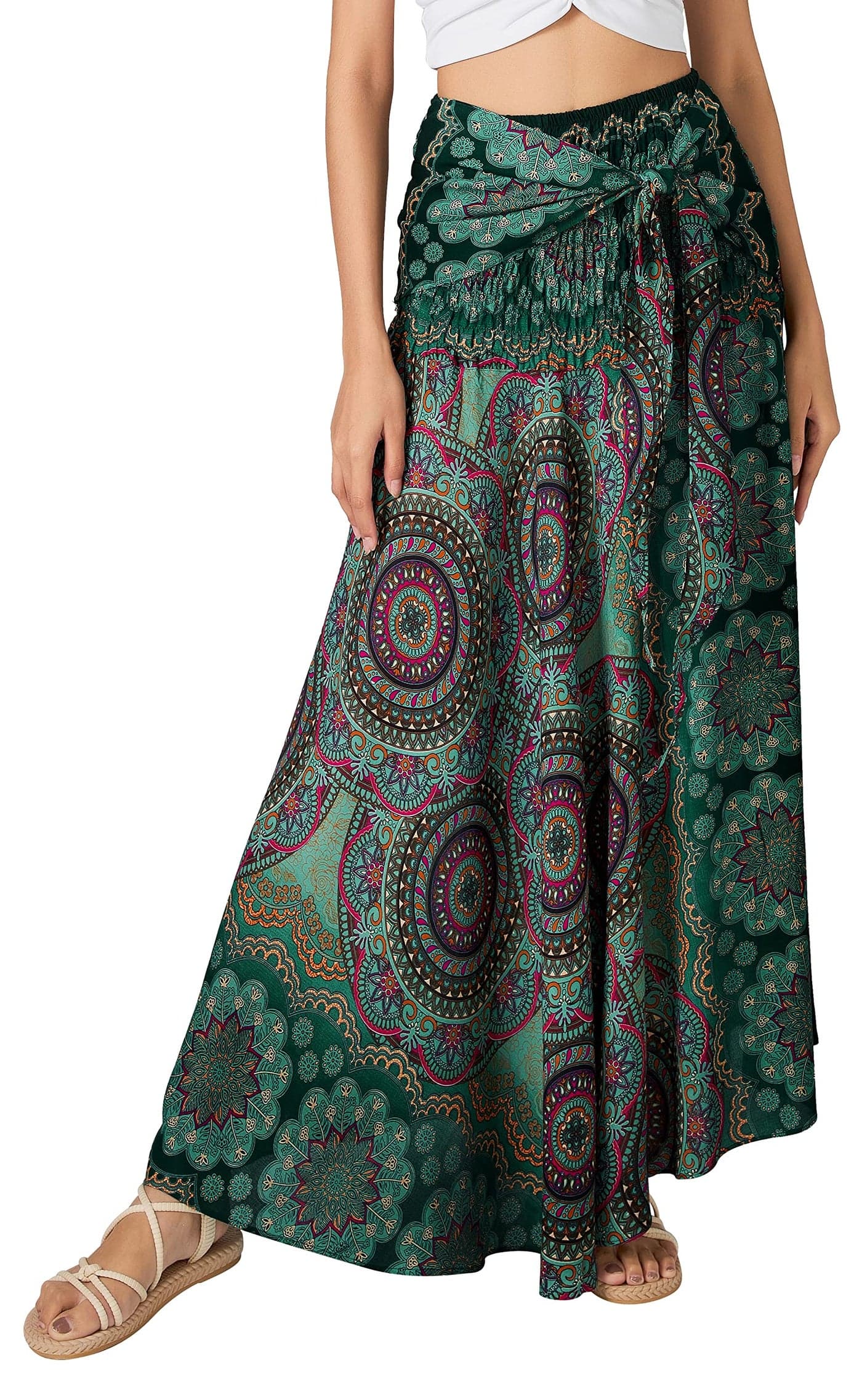 Joob Joob Long Boho Skirts for Women - Bohemian Hippie Maxi Summer Skirt Green