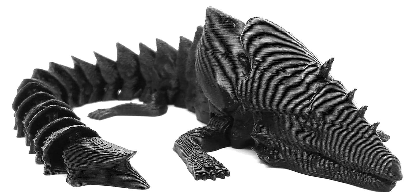 CERO ® 3D Printed Single Flexi TREMORSCALE Dragon/Home Decor/Display (Black PLA Plastic)