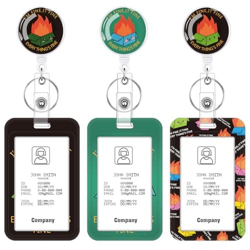 3 Set Dumpster on Fire Badge Holder with Retractable Reel, Retractable ID Badge Holders with Clip Name Key Card Holder Case for Nurse Doctor Teacher Office School