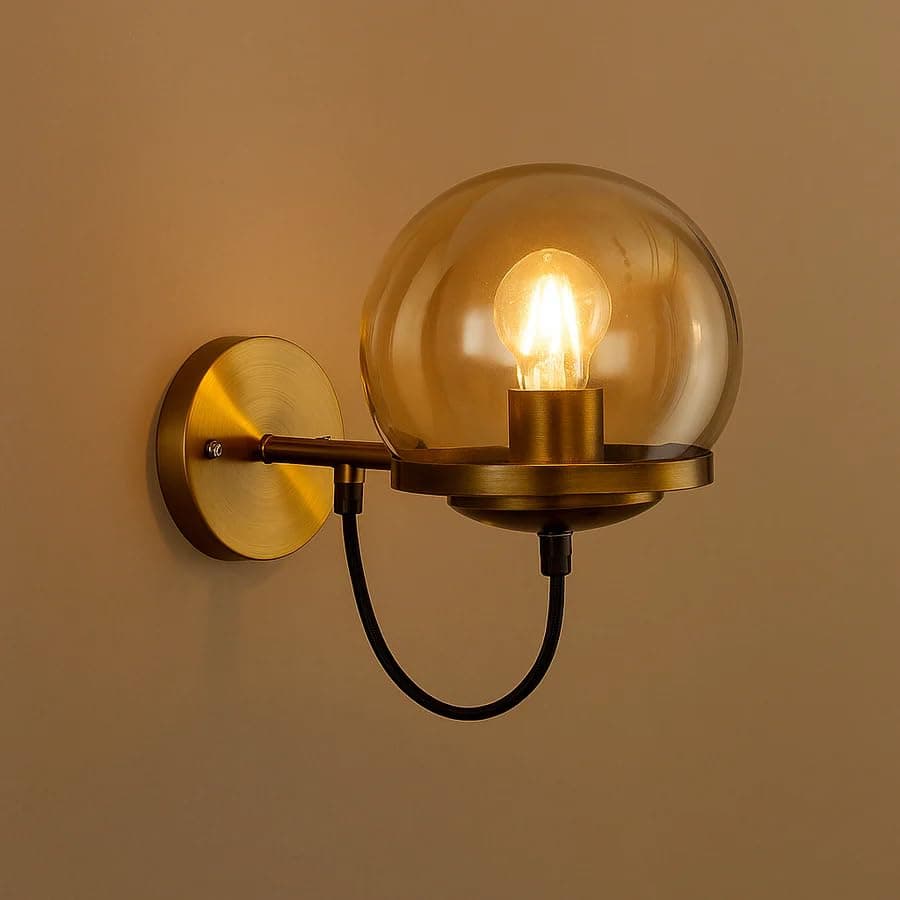 CORAL TREE Retro Indoor Wall Light with Glass Shade – Vintage Decorative Wall Lamp for Living Room, Bedroom & Hallway