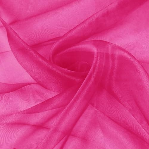 VACVELT Sheer Organza Fabric by The Yard 60 Inch Wide Hot Pink Organza Fabric Bolt Bridal Sheer Tulle Fabric Silk Organza Fabric Roll for Wedding Party Decorations Backdrop Curtain 1 Yard