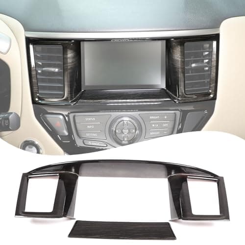 Lcojicep Navigation Panel Frame Air Outlet AC Vent Cover Trim Compatible with Nissan Pathfinder 2013-2018, Central Navigation Screen Panel Middle AC Vent Cover Trims Accessories(Black Wood Grain)