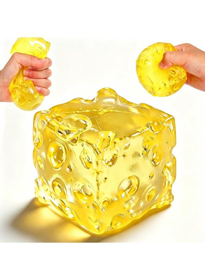 Yellow Cheese Squishy Toy for Adults & Kids, Slow Rising Sensory Sugar Squishy Stress Balls, Food-Themed Honey Cheese Cube Squishy Toys, Fidget Toy for Birthday, Office & Classroom