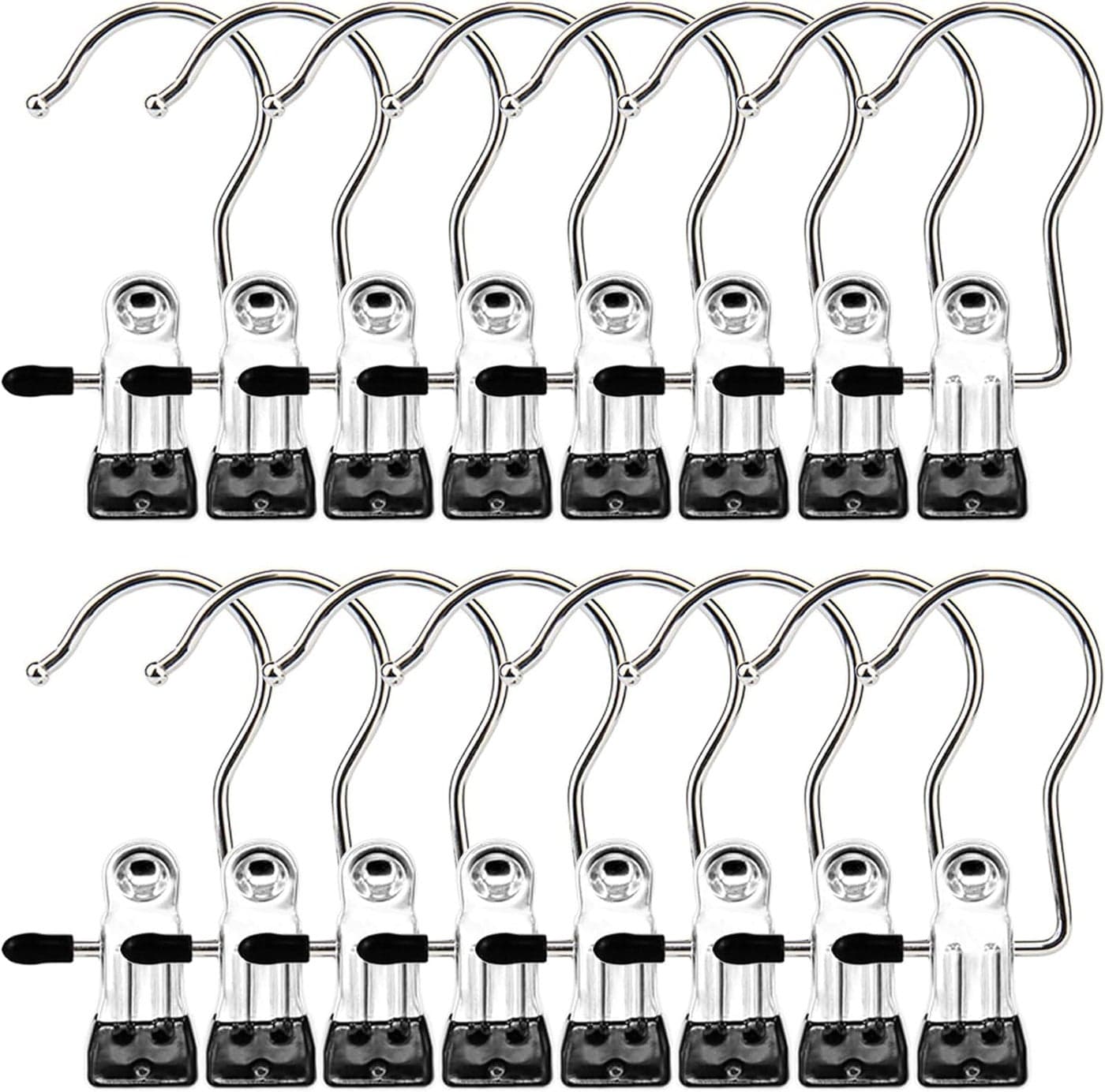 ROLLYWARE Laundry Hooks, Clothes Pins and Hanging Clips - Heavy Duty Clothespins and Hangers for Closet, Travel, Pants, Socks, Handbags (30)