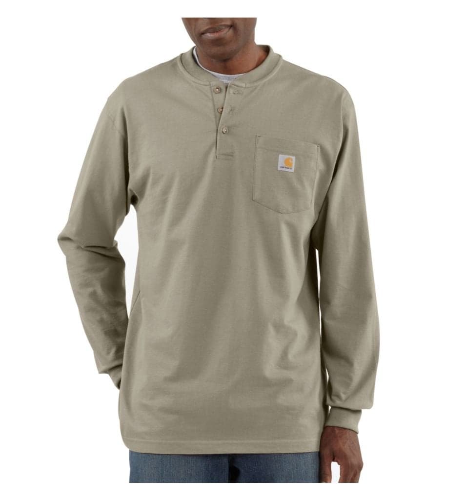 Carhartt Men's Workwear Pocket Long Sleeve Henley, Desert, X-Large