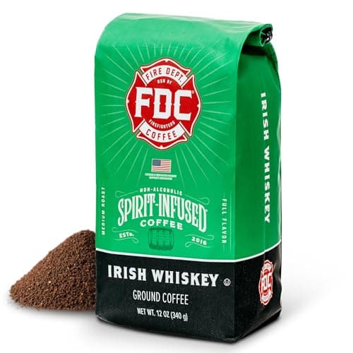 Fire Department Coffee Gives Back to Firefighters Irish Whiskey Infused Ground Coffee Medium Roast NonAlcoholic Roasted in the USA Veteran Owned 12 oz