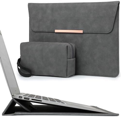 HYZUO 13 Inch Laptop Sleeve Case with Stand for MacBook Air 13 M5 A3449 M4 M3 M2 M1 2026-2018, 13" MacBook Neo 2026 A3404, MacBook Pro 13 M2 M1, 13" iPad Pro/Air, Surface Pro, Space Gray(Smiley)