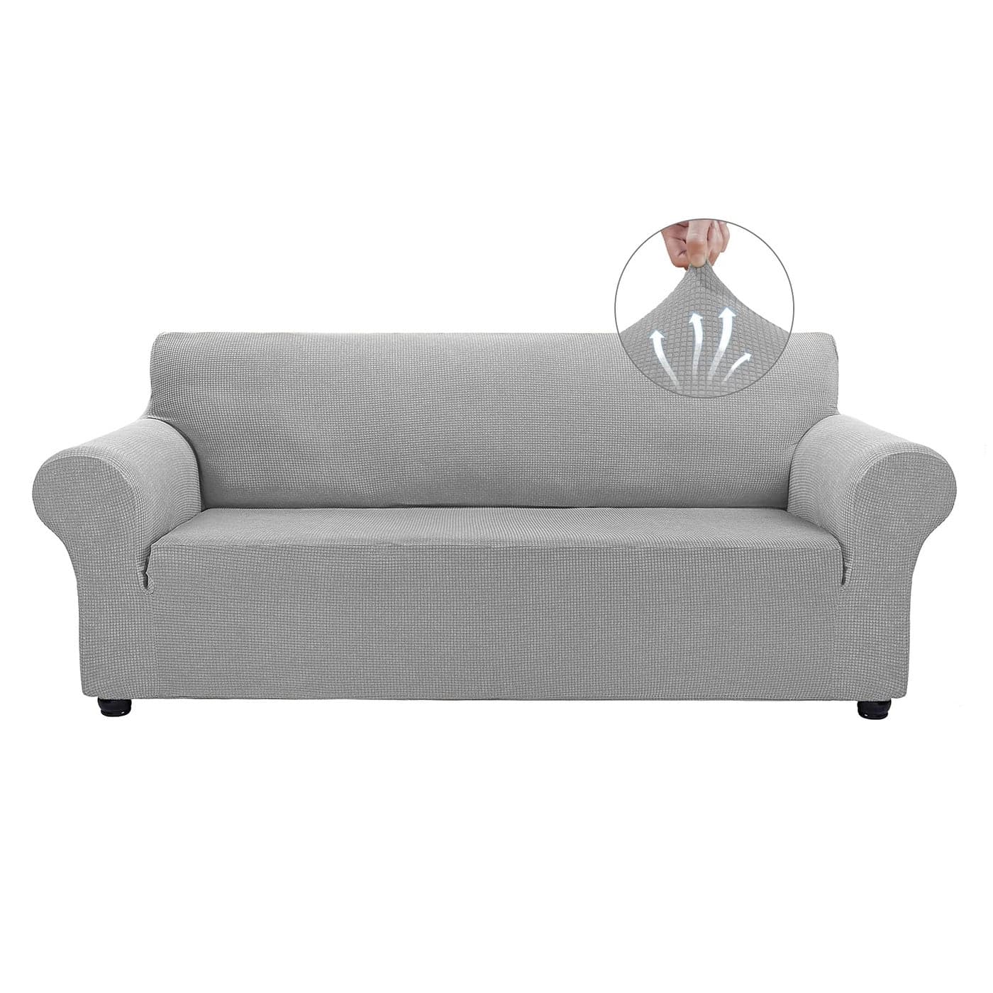 Asnomy Couch Covers for 3 Cushion Couch Stretch Sofa Covers Slipcovers Pet Protector Furniture Covers for Dogs Cats Spandex Jacquard Fabric Small ChecksXLargeSilver