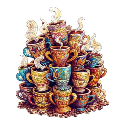 SECOGM Wooden Puzzles for Adults Coffee Dream Wood Puzzles Adult Unique Animal Shape Wooden Jigsaw Puzzles for Adults Birthday Gifts for Puzzle Lovers Family 85 71in 100 Pieces