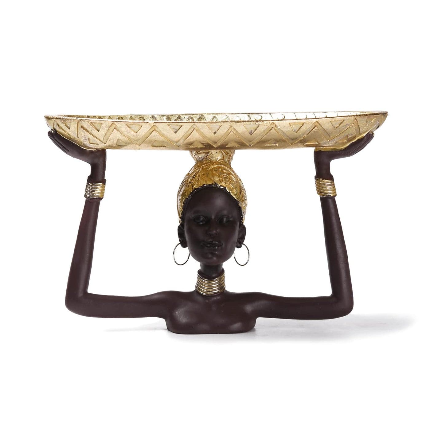 BRABUD African Girl Tribal Lady Tray Statue Resin Tray for Candy Jewelry Ring Fruit Living Room Dining Table Bedroom Shop Ornament Decoration TQGJBS232