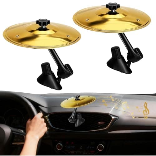 JWSIROU 2PCS Car Cymbal Air Vent Mini Crash Drum Cymbal Set, Car Must Have Accessories Dashboard Fun Decorations Gift for Music Lovers (Gold)