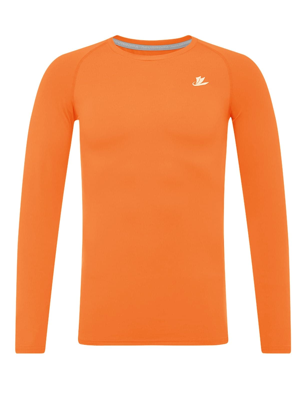 DEVOROPA Youth Boys Compression Shirt Long Sleeve Football Baseball Undershirt Quick Dry Sports Baselayer Orange XS