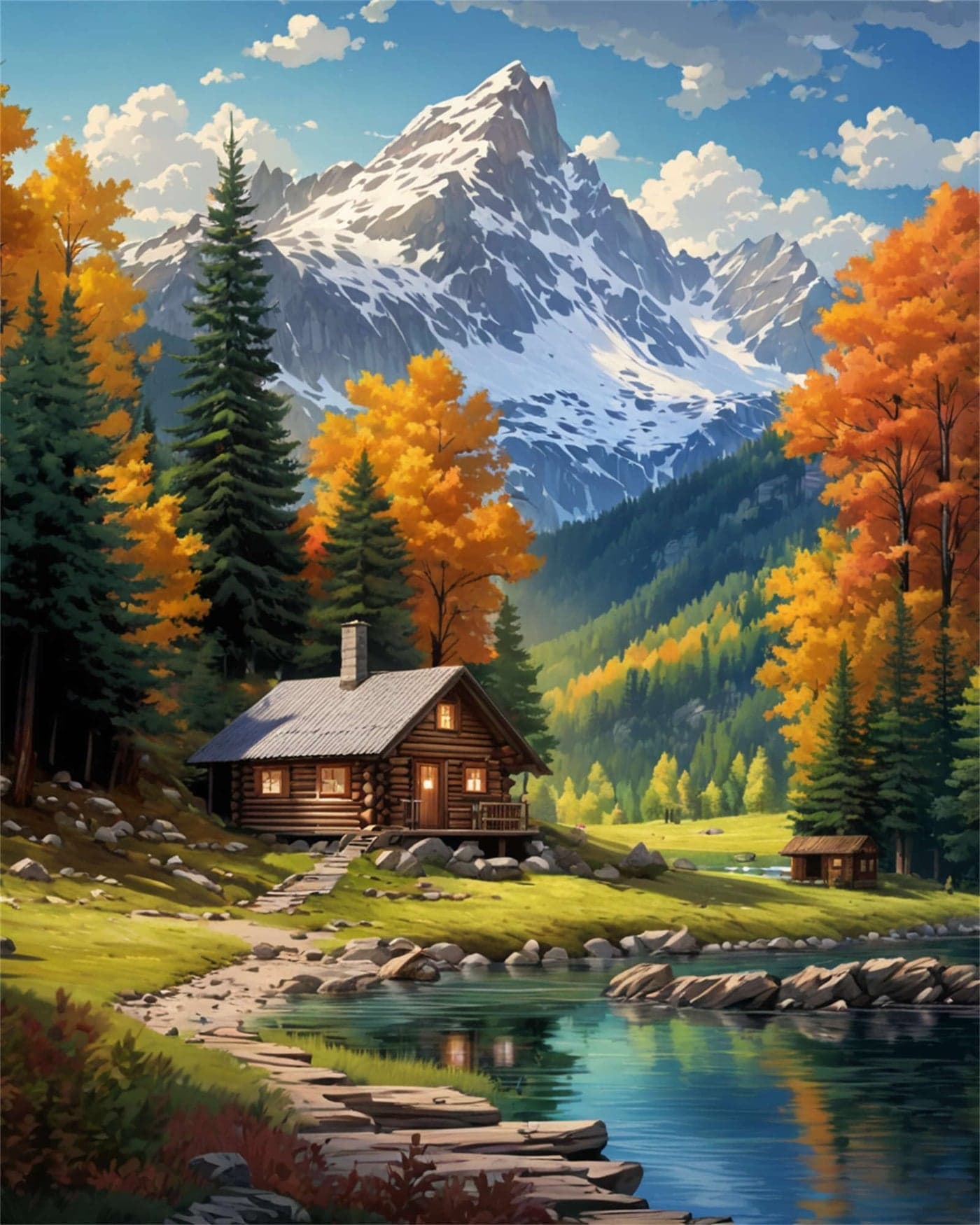 Mountain Paint By Numbers Kit For Adults Beginner Cabin Adult Paint By Number Kits On Canvas Mountain Oil Painting Kit For Beginners Adults PaintByNumber Kits For Gift Home Wall Decor 16x20 Inch