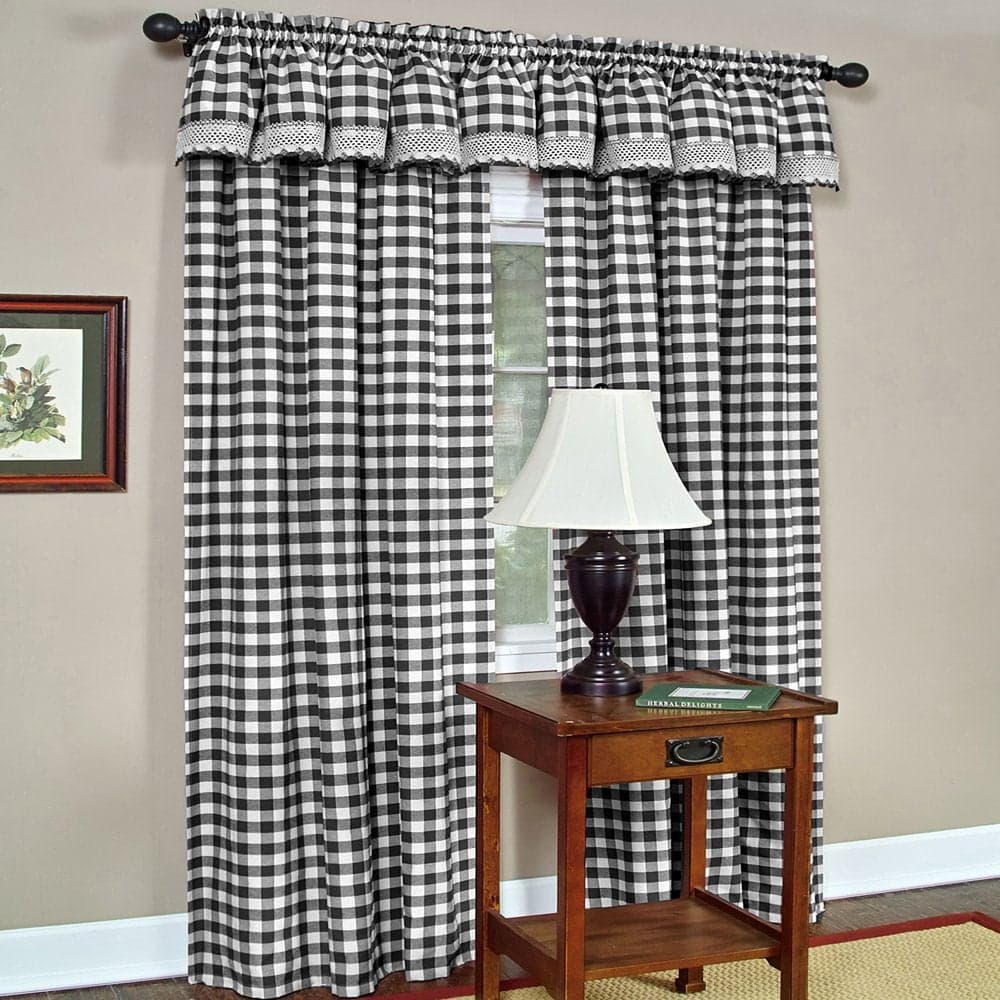 Buffalo Check Panel Window Curtain 42 Inch Width 84 Inch Length Black White Plaid Light Filtering Farmhouse Country Drapes for Bedroom Living Dining Room by Achim Home Decor