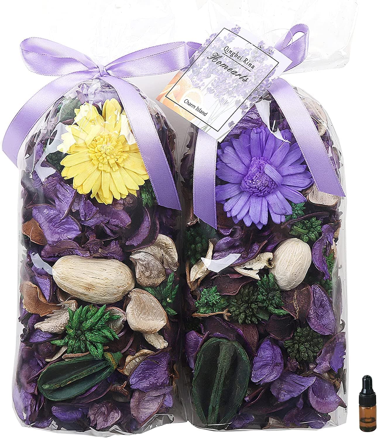 Qingbei Rina Halloween Potpourri Bags, Purple Decorative Potpourri Bowl Filler, Lavender Scented Dried Flowers, Home Fragrance Sachet,2 Bags/8.4oz