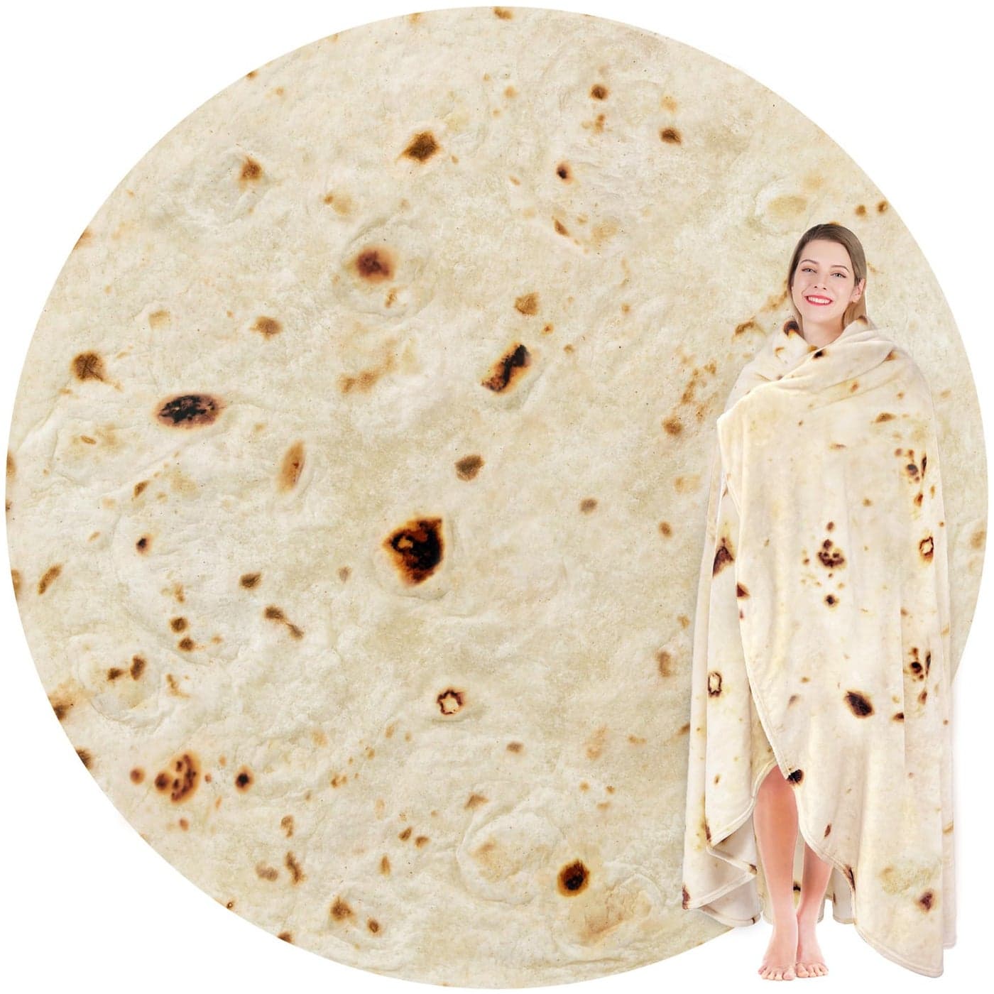 Jorbest Burrito Tortilla Throw Blanket Birthday Gifts for Women Men Teen Boys Girls Novelty Tortilla Food Blanket Funny Gifts for Adult Kids 285 GSM Soft Flannel Taco Blanket Beige 80 inches