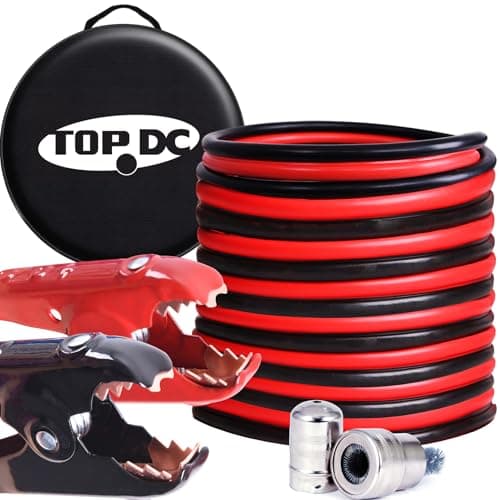 TOPDC 2 Gauge 20 Feet Jumper Cables for Car SUV and Trucks Battery Heavy Duty Automotive Booster Cables for Jump Starting Dead or Weak Batteries with Carry Bag TDP0220