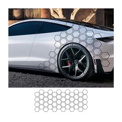 Bittwee Car Door Side Decals, Automotive Body Self-Adhesive Wterproof DIY Hexagon Pattern Vinyl Door Side Graphics Stickers Decoration Accessories, Universal for Vehicles, SUV, Trucks (Black)